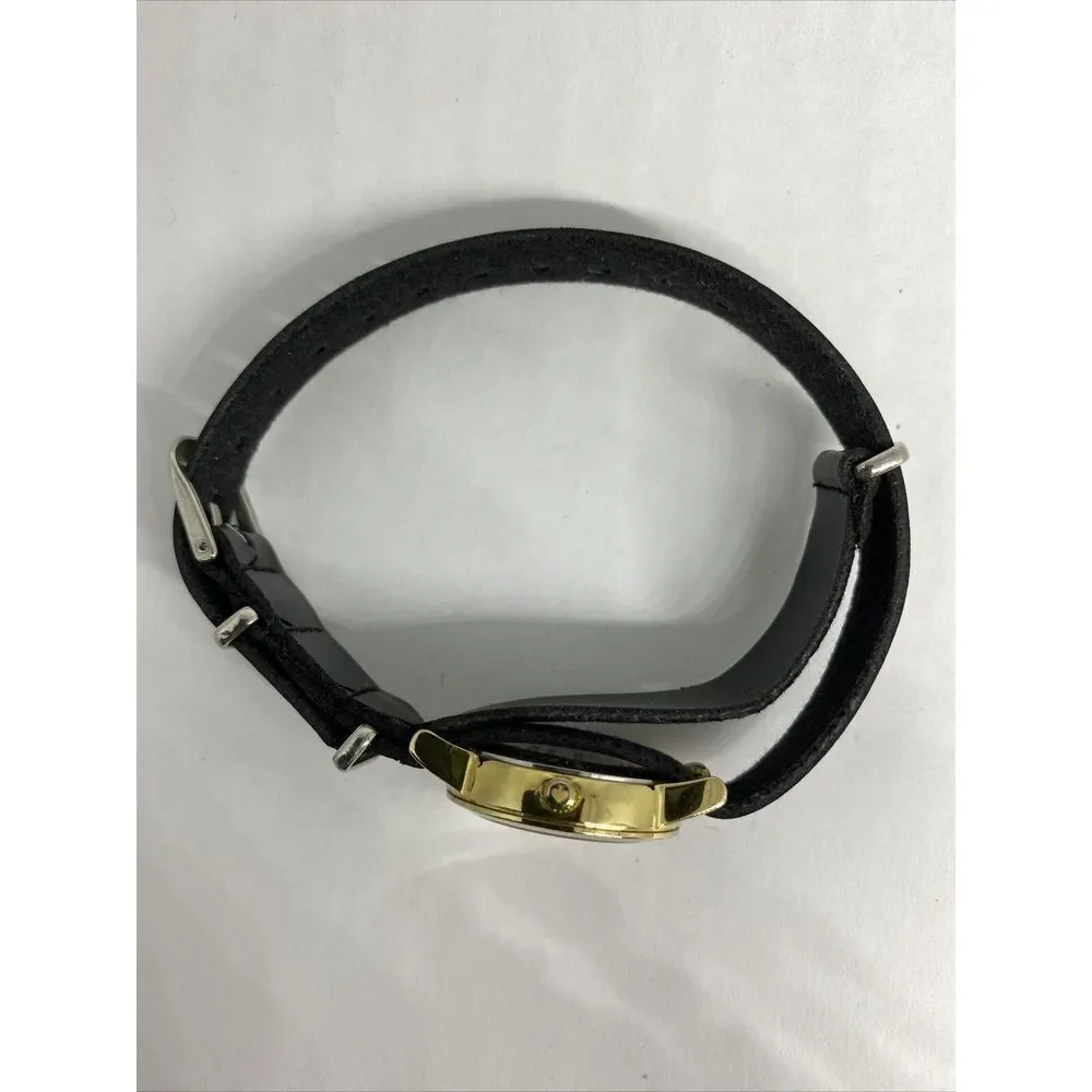 Kate Spade New York 0794 Women Black Leather Analog Gold Dial Quartz Watch XX563